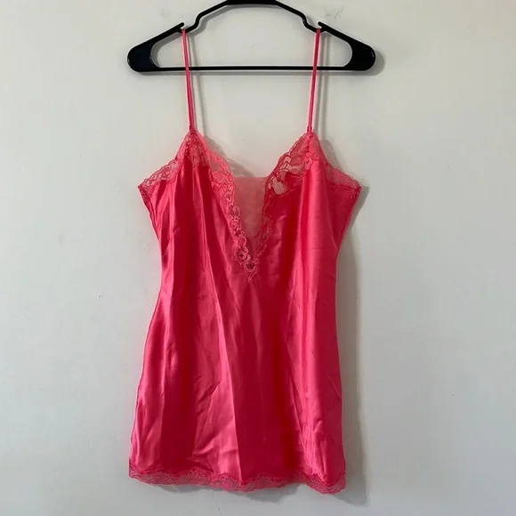 Victoria’s Secret Pink Lace Tie Back Adjustable Straps Camisole Tank Top Medium - Picture 1 of 9